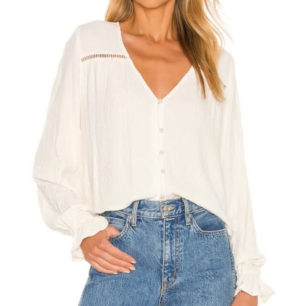 Amuse Society | Sarah Long Sleeve Woven Blouse in White